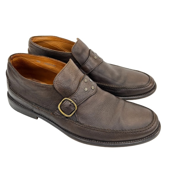 John Varvatos Leather Hand Made in Italy Ankle Slip On Loafer Shoes - Picture 2 of 16